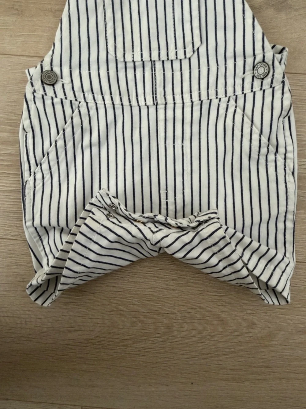 GAP White and Navy Striped Kids Short Overalls